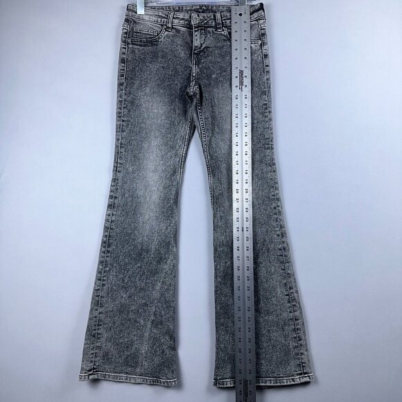 Divided By H&M Flare Leg Jeans Womens Size 6 Acid Wash Low Rise Stretch Gray - Picture 13 of 14